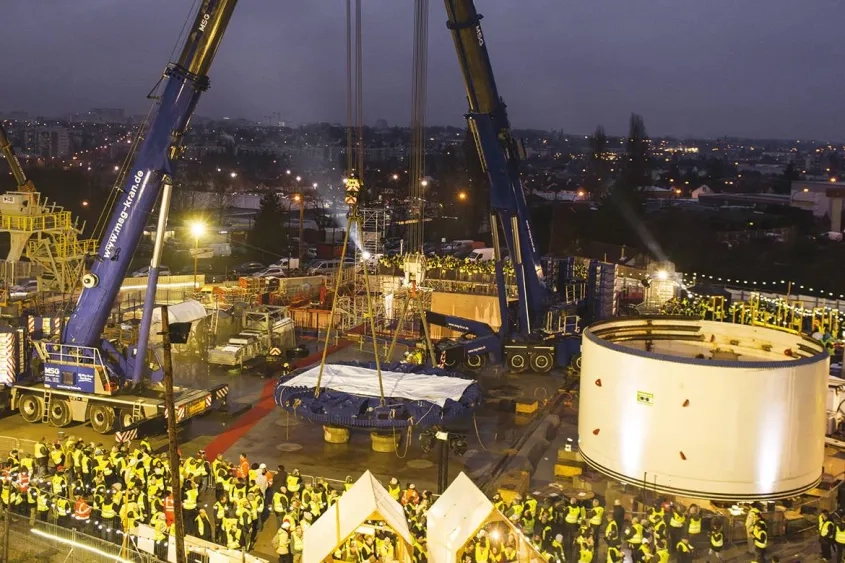 Lancement du premier tunnelier du Grand Paris Express à Champigny, février 2018.