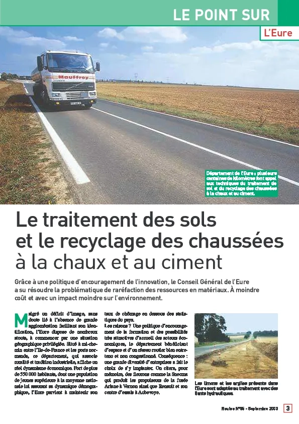 Le traitement des sols et le recyclage des chaussées à la chaux et au ciment