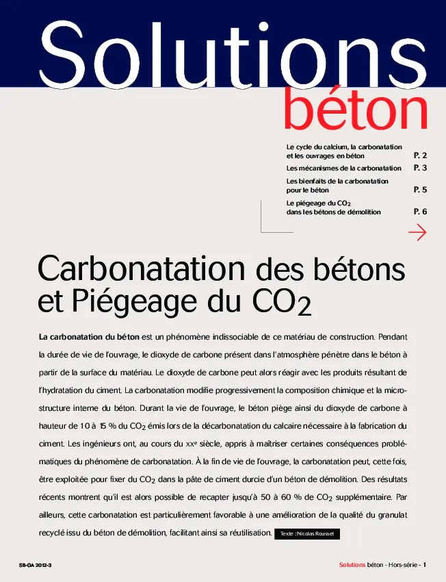 Carbonatation des bétons et piégeage du CO2