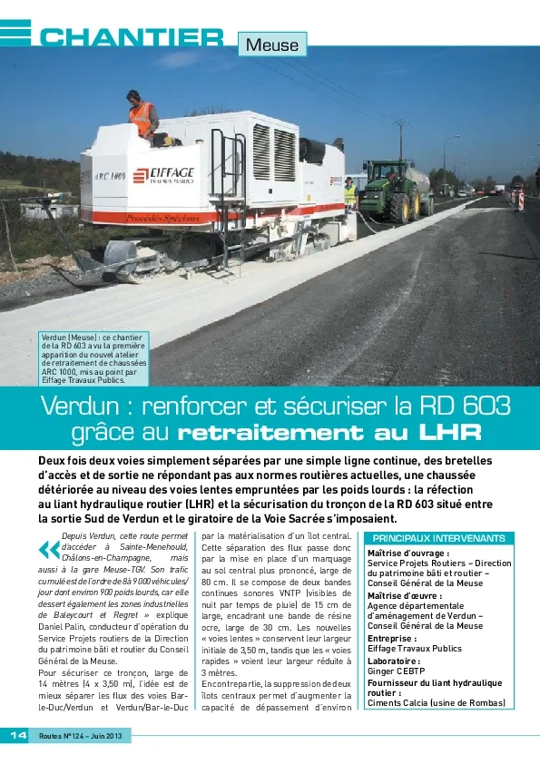 Verdun : renforcer et sécuriser la RD 603 grâce au retraitement au LHR