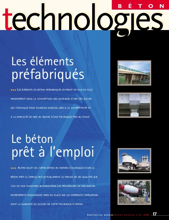 Ouvrages d'art : Eléments préfabriqués et béton prêt à l'emploi