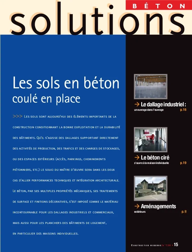 SB N°134. Les sols en béton coulés en place