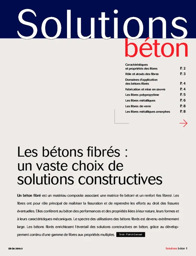 Les bétons fibrés : un vaste choix de solutions constructives