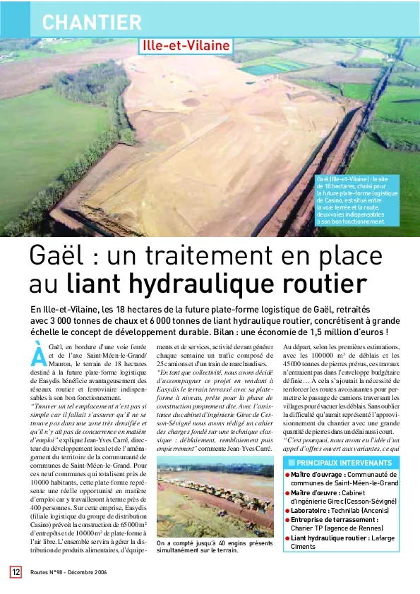 Gaël : un traitement en place au liant hydraulique routier