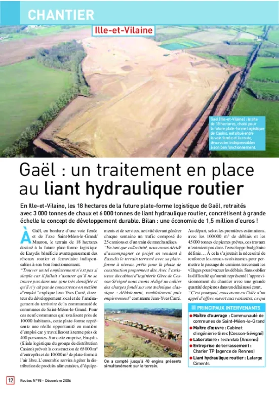 Gaël : un traitement en place au liant hydraulique routier